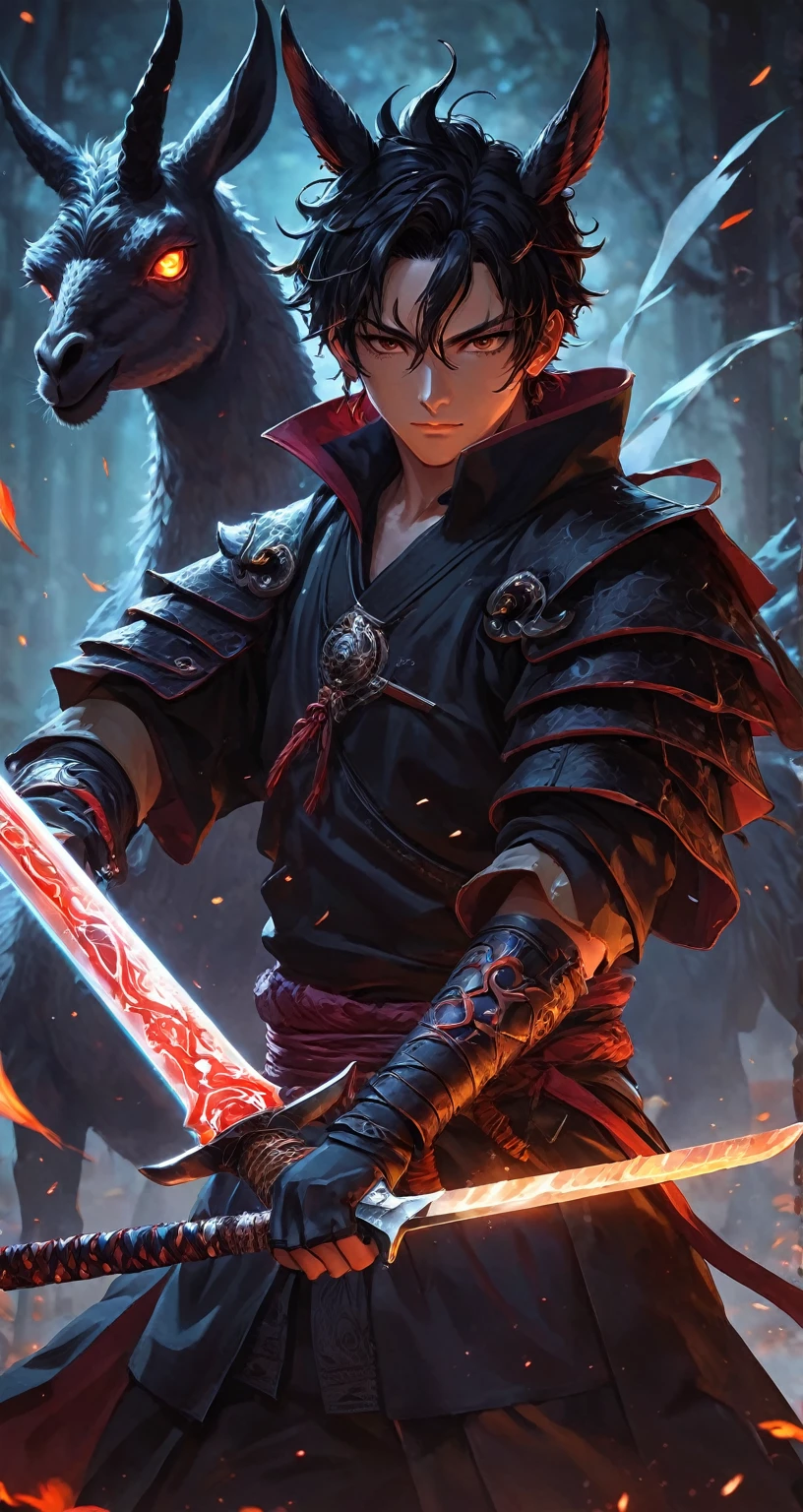 un personaje de anime con una espada en la mano y llamas a su alrededor, Arte conceptual de Yang J., ganador del concurso pixiv, fantasy art, anime rudo 8k, epic anime artwork, Fondo de pantalla manga 4k, anime wallaper, chico guapo en el arte de Demon Slayer, mobile wallpaper, Gobernante del infierno, human fusion and dragon., llama conjurando blindado, armadura roja