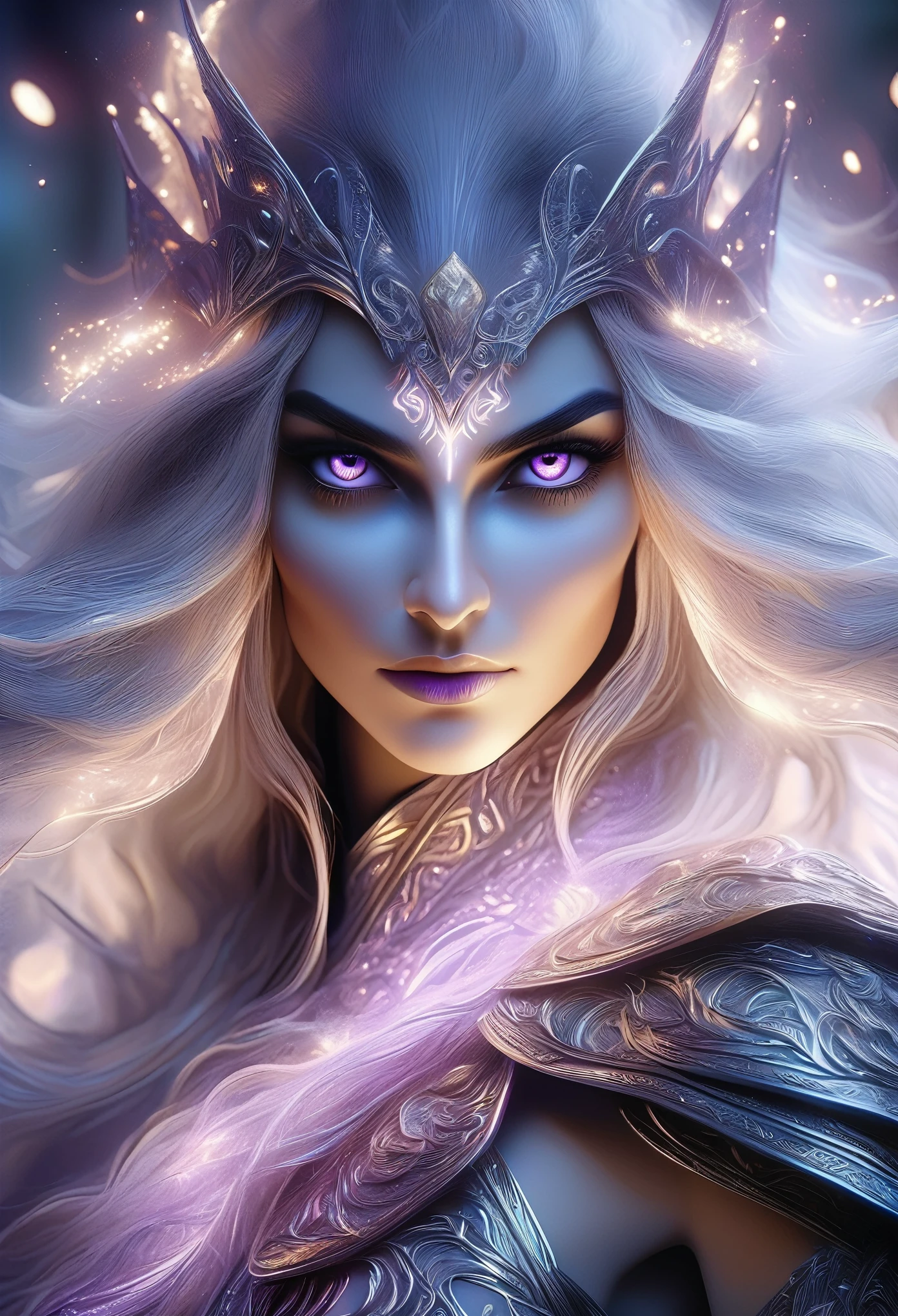 (best quality,4k,8k,highres,masterpiece:1.2),ultra-detailed,(realistic,photorealistic,photo-realistic:1.37), a beautiful young female dark elf mage with long flowing hair, elegant robes, and a mystical aura, (intricate magical effects:1.4), (glowing magical energy:1.5), detailed fantasy landscape with towering mountains, lush forests, and magical ruins, cinematic lighting, dramatic camera angles, (best quality,4k,8k,highres,masterpiece:1.2),ultra-detailed,(realistic,photorealistic,photo-realistic:1.37),fantasy, magic, highly detailed magical girl beautiful detailed eyes, beautiful detailed lips, extremely detailed eyes and face, long eyelashes, dramatic lighting, cinematic composition, dynamic pose, stunning colors, digital painting, beautiful purple eyes, magic wand, toned beautiful thighs, symmetrical face