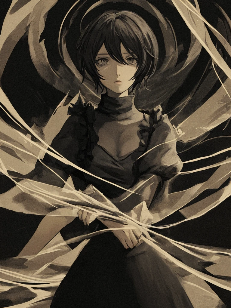 The main character rose,Background black,illustration style
