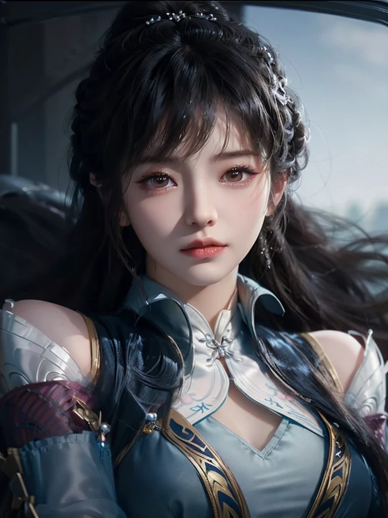 a close up of a woman with a very long hair, Yun Ling, inspired by Li Mei-shu, portrait of tifa lockhart, inspired by Leng Mei, sakimi chan, dead or alive 6, Game CG, Rendu portrait 8k, masuimi max, Katana Zero video game character, As a character in Tekken, character close up