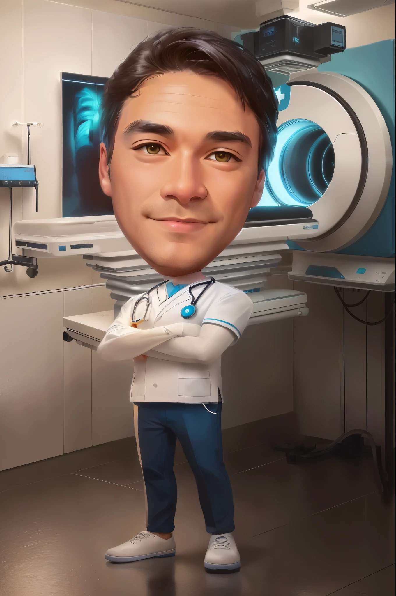 cartoon character of a man in a hospital room with a mri machine, caricature illustration, medical doctor, in cartoon style, surgeon, doctor, caricature style, cartoon portrait, professional illustration, dentist, stylized digital illustration, cartoon digital art, detailed portrait, charicature, cartoon style illustration, cartoon digital, cartoon artstyle, digital art cartoon, healthcare worker