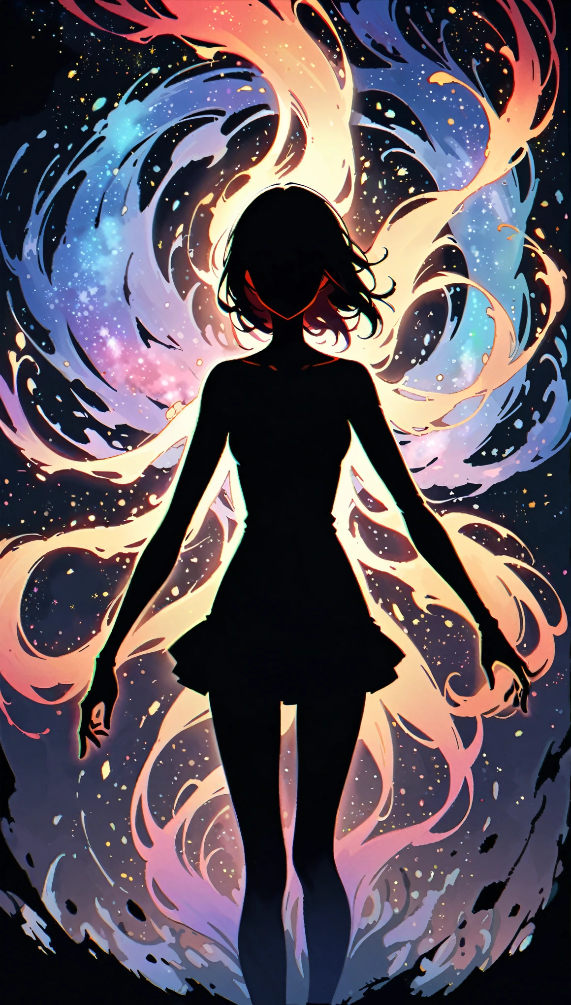 (in style of John Bauer:0.8),(in style of Nick Veasey:0.5),
1girl,(black silhouette body:1.2),(translucent arms,it was as if there was a nebula swirling in arms,nebula's glowing arms:3.0),black_background,character cutout,red eyes,
BREAK
Detailed,(darkness:1.1),(very detailed shadows:1.1),absolute shadows,absolute darkness,body silhouette,