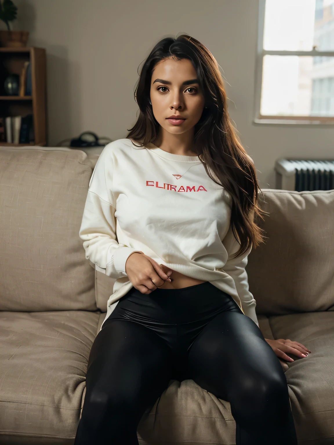 gorgeous young colombian woman, in her living room, on a sofa, wearing a legging and a sweatshirt, full body,
beautiful face, masterpiece, best quality, ultra-detailed, solo, shadows, contrast, cinematic light, side lighting,
ultra high resolution, best shadow, RAW, 4k, 85 mm, poca profundidad de campo, Kodak Vision Color, extrem
adamente detallado, Cinematographer_\(ultra\), photoreallistic, Realstic, Postproceso, Maximum details, asper
eza, vida real, ultra realista, fotorrealismo, Cinematographer, 8k UHD, Cinematographer