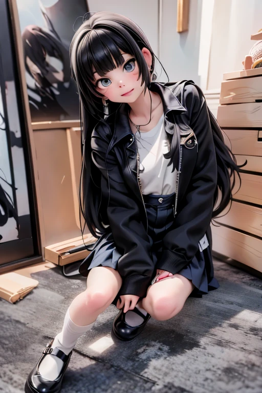 // Character
movie scene, cinematic, full colors, 4k, 8k, 16k, RAW photo, masterpiece, professionally color graded, professional photography,
a girl, angry, looking at viewer, black hair,
realistic lighting and shading, (an extremely delicate and beautiful art)1.3,
// Clothing
choke, wrist_bands, anime earrings, denim jacket, white socks,
// Footwear
black mary_janes
// Pose
rude pose, dynamic angle,