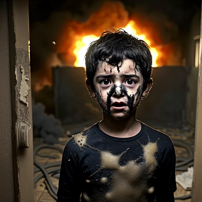 A comedy film in which a young boy is caught in an explosion and ends up covered in soot and in tatters.