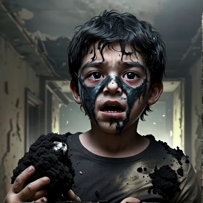 A comedy film in which a young boy is caught in an explosion and ends up covered in soot and in tatters.