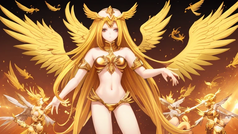 (((full body photo))), Angewomon,Celestial Beast,1girll,The upper part of the body,facial closeups