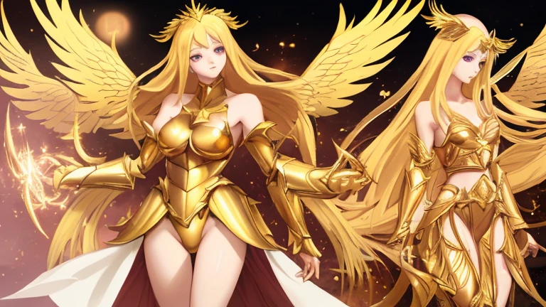 best quality)), ((masterpiece)), (detailed), Top quality、Top image quality、masterpiece，Perfect body， Exquisite and detailed facial features，，Full body shot，A woman in a golden costume with wings,Bikini， Angel Gold Armor, majestic angel, angel knight girl, Final Fantasy Tactics Characters, mystical atlantean valkyrie, Mysterious Valkyrie, Blazing Angel, Maple Leaf Story Character Art, With blazing golden wings, Golden Wings, April renderings, Mysterious Valkyrie, A woman in a golden costume with wings的特写, Best Bust、Optimal waist-hip ratio，Best Body Golden Ratio Concept Art Inspired by PwC, Baroque, Angel Gold Armor, majestic angel, angel knight girl, Final Fantasy Tactics Characters, mystical atlantean valkyrie, Mysterious Valkyrie, Blazing Angel, Maple Leaf Story Character Art, With blazing golden wings, Golden Wings, Battle with orcs，Photographic lenses，Ultra wide-angle lens，First person，