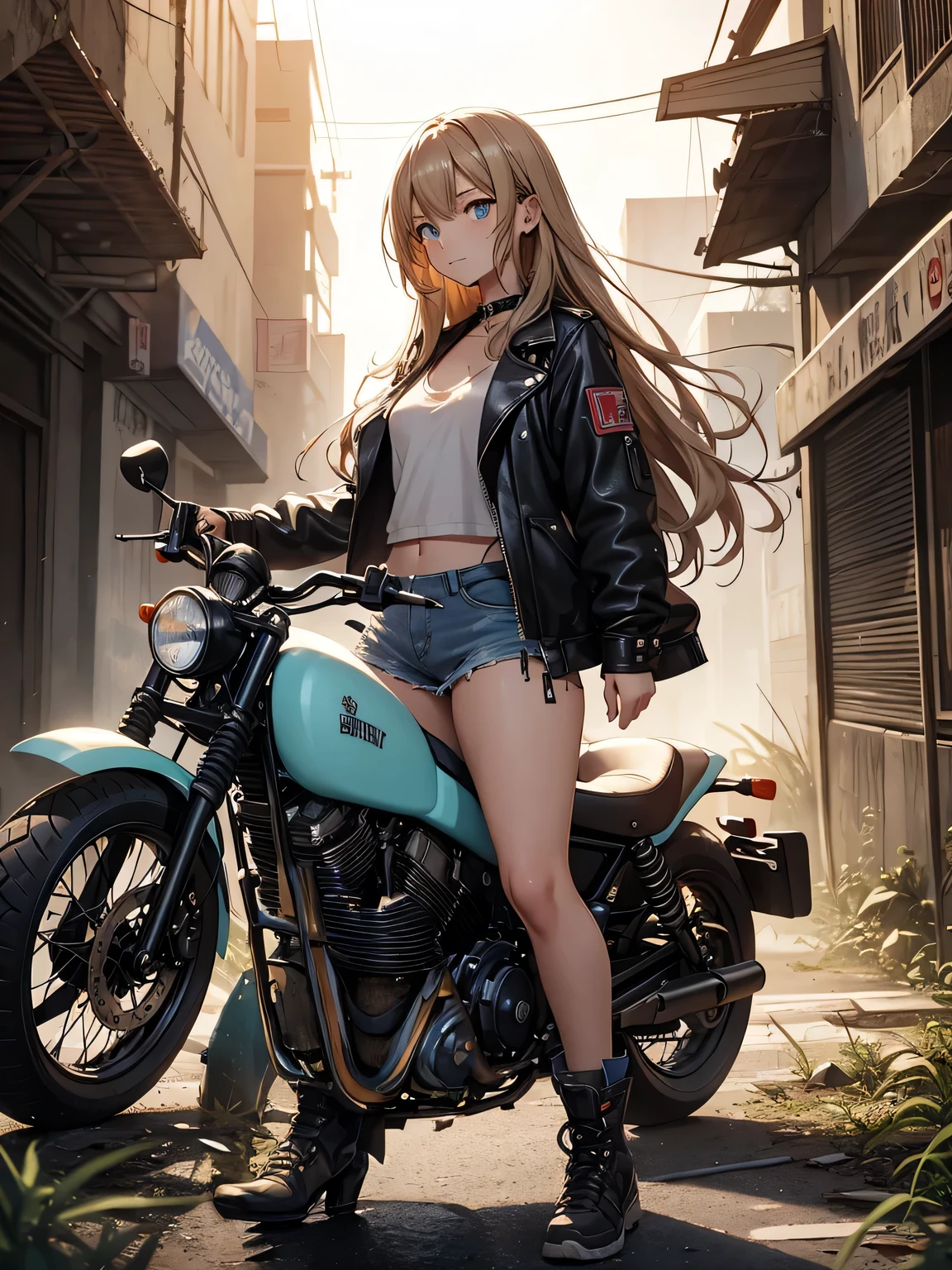 (Background with vintage motorcycle:1.5)