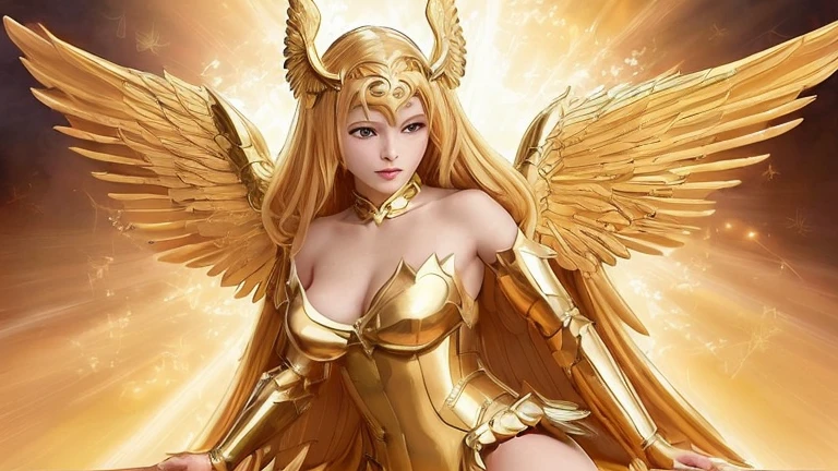 best quality)), ((masterpiece)), (detailed), Top quality、Top image quality、masterpiece,Perfect body, Exquisite and detailed facial features,,Full body shot,A woman in a golden costume with wings,Bikini, Angel Gold Armor, majestic angel, angel knight girl, Final Fantasy Tactics Characters, mystical atlantean valkyrie, Mysterious Valkyrie, Blazing Angel, Maple Leaf Story Character Art, With blazing golden wings, Golden Wings, April renderings, Mysterious Valkyrie, A woman in a golden costume with wings的特写, Best Bust、Optimal waist-hip ratio,Best Body Golden Ratio Concept Art Inspired by PwC, Baroque, Angel Gold Armor, majestic angel, angel knight girl, Final Fantasy Tactics Characters, mystical atlantean valkyrie, Mysterious Valkyrie, Blazing Angel, Maple Leaf Story Character Art, With blazing golden wings, Golden Wings, Battle with orcs,Photographic lenses,Ultra wide-angle lens,First person,