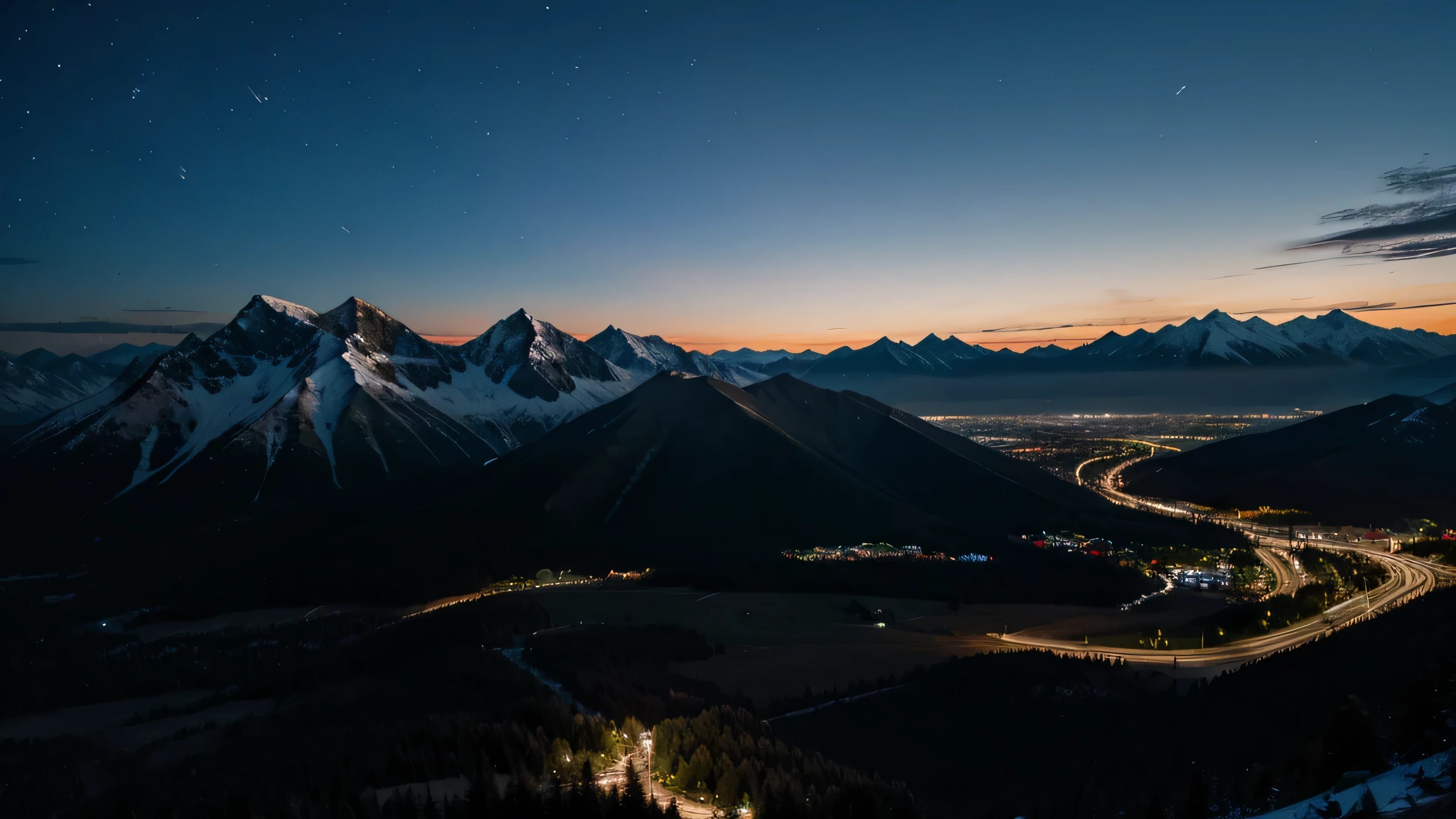 mountain view at night