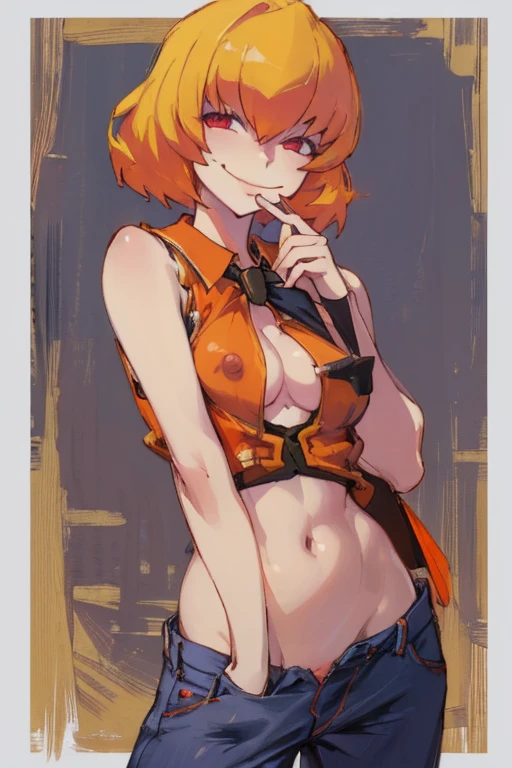 ((highest quality)), ((masterpiece)), (be familiar with),Clementine,Overload,nsfw,Sleeveless shirt,pants,Bewitching Smile
