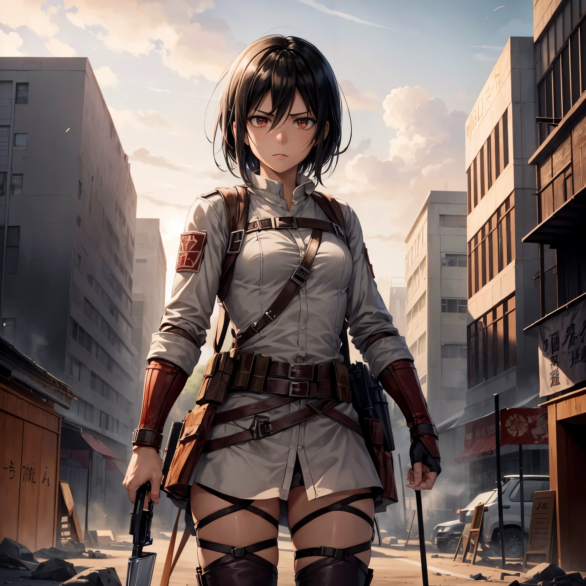 There is a small banner reading: "Tu Khuat 214". Mikasa Ackerman is a fictional character from the anime and manga series "Attack on Titan." She is known for her exceptional combat skills and unwavering loyalty to Eren Yeager, the main protagonist. Mikasa is of Asian descent and was adopted by the Yeager family after losing her parents during a traumatic event. She is often portrayed as stoic and focused, but also has a caring and protective side when it comes to her loved ones. Overall, Mikasa is a fierce and determined warrior who plays a key role in the story's battles against the Titans. There is a small banner reading: "Tu Khuat 214"