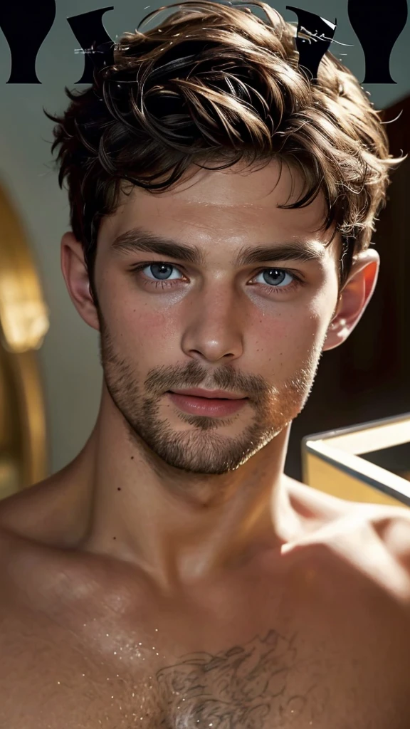 Jamie dornan, (playboy magazine cover:1.4), best quality, masterpiece, very aesthetic, perfect composition, intricate details, ultra-detailed, hard face, handsome, innocence