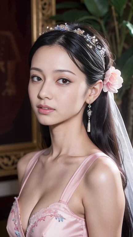 8k, RAW Photo, Best Quality, Masterpiece: 1.2), (Realistic, Photo Realistic: 1.4), {{{1girl}}},, Depth of Field, Full Body, Cinematic Lighting, princess 18 years old cute, (small boobs，cleavage), Beautiful Facial Features, Beautiful Body, Sweating, , Depth of Field, Skin, Ears, Pale Skin, Best Quality, Masterpiece, Illustration, an extremely deciple and beautiful, extremely detailed,CG,unity,8k wallpaper,amazing,finely detail,master,best quality,official art,extremely detailed CG unity 8k wallpaper,ridiculous,incredibly ridiculous,huge file size, super verbose, high resolution, very verbose, Beautiful detailed girl, very detailed eyes and face, beautiful detailed eyes, light on face, (Hanfu: 1.1), lace silk thin, petticoat,  white pink, blue