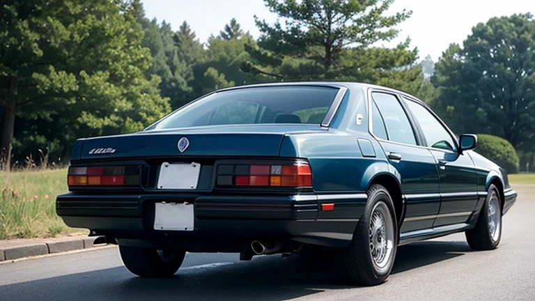 1 car, 1990s style, luxury sedan, rear view, fantasy, futuristic