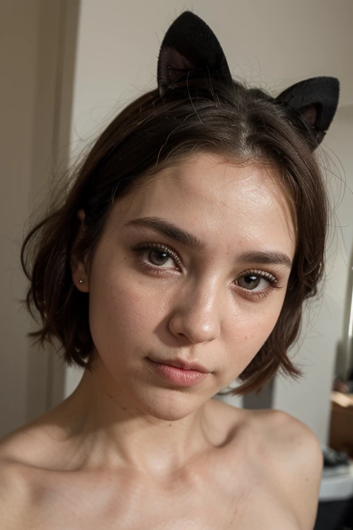 ((best quality)), ((masterpiece)), (detailed), perfect face, big spider on the head, face shot, 1 girl 30 years old