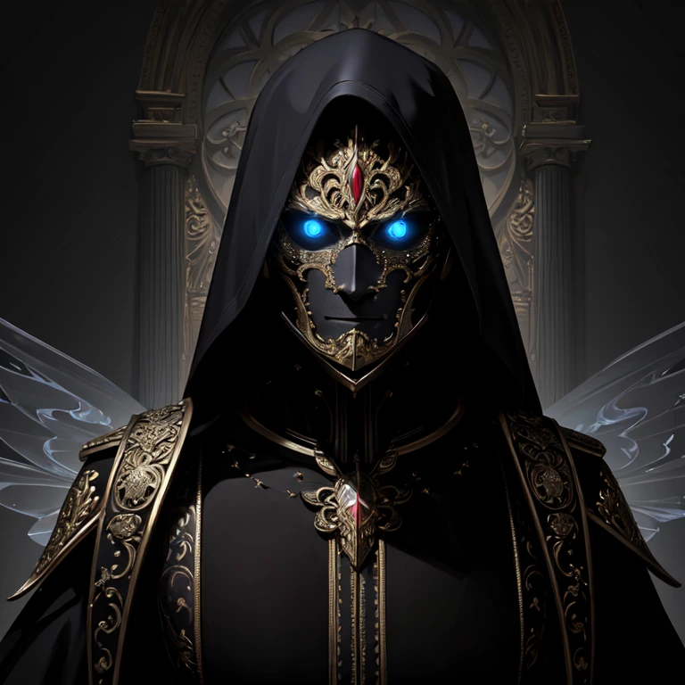 (masterpiece, best quality:1.3),extremely high detailed, intricate, 8k, HDR, wallpaper, cinematic lighting, (universe),gun,(shooting position), glowing, armor, glowing eyes, mecha, large wings,