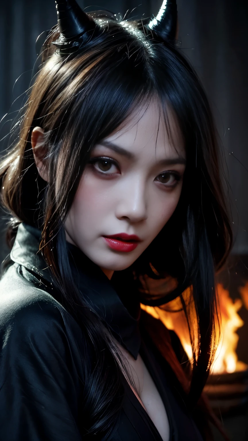 (highest quality,4K,8k,High resolution,masterpiece:1.2),Super detailed,(Realistic,photoRealistic,photo-Realistic:1.37), Close-up of a woman with dark hair and a black dress, Ugly Satan Girl,Dark Eyes,sinister smile,Evil Aura,Burning Flames,Soul Corruption,Dark Shadows,Ominous atmosphere,Strange symbols,Cursed Land,Eternal Darkness,An unforgettable presence,Intimidating person,Grotesque features,Horror Scene,Nightmare born kimono,Twisted reality,Scary atmosphere,Awesome work of art,Evil Unleashed,Devil's Realm,Supernatural horror,Creepy art,Nightmare fuel,Terrifyingly clear,Abstract fear,Terrifyingly beautiful,A devilish masterpiece,Fear incarnate,Shadow Chaos,A devilish existence,born々Shii Darkness,in style of Dark Fantasy Art, Dark fantasy art, A beautiful and elegant demon queen, Dark Fantasy Art, fantasy dark art, Dark fantasy digital art, Gothic fantasy art, Gothic Dark Maiden, Detailed Texture,Spooky creatures,An ominous atmosphere,Mythical,cosmic Horror,darkness,Mysterious,Dark aesthetic,Fog Background,Eyes of another world,Ancient Gods, Powerful wizard, Stand in the mysterious forest. Flowing robes decorated with symbols, Arms stretched out, Powerful,Tentacles,Pitch black blackness,Majestic,Unfathomable depth,Nightmare,The existence of the universe,an ominous existence,seeping darknesss,Secrets of the Universe,That's horrible,It (Spooky atmosphere), (Cartoon-like atmosphere),(Grainy), (Dramatic Shadows), (Dynamic pose), ((Artistically expressed)), ((Fascinating), (Gothic), (Mysterious Setting), (Moody color palette), (Skillfully drawn), (Feelings of anxiety), (Intricate details), (an ominous smile), (an ominous), (Fascinating eyes), (Horror elements), (Fascinating composition), (Impressive ???????),(Striking contrast)), (Exquisite craftsmanship), (Interesting character designs)、Dark Fantasy Portrait, Portrait of the Dark Goddess, Satan Girl,devil,
