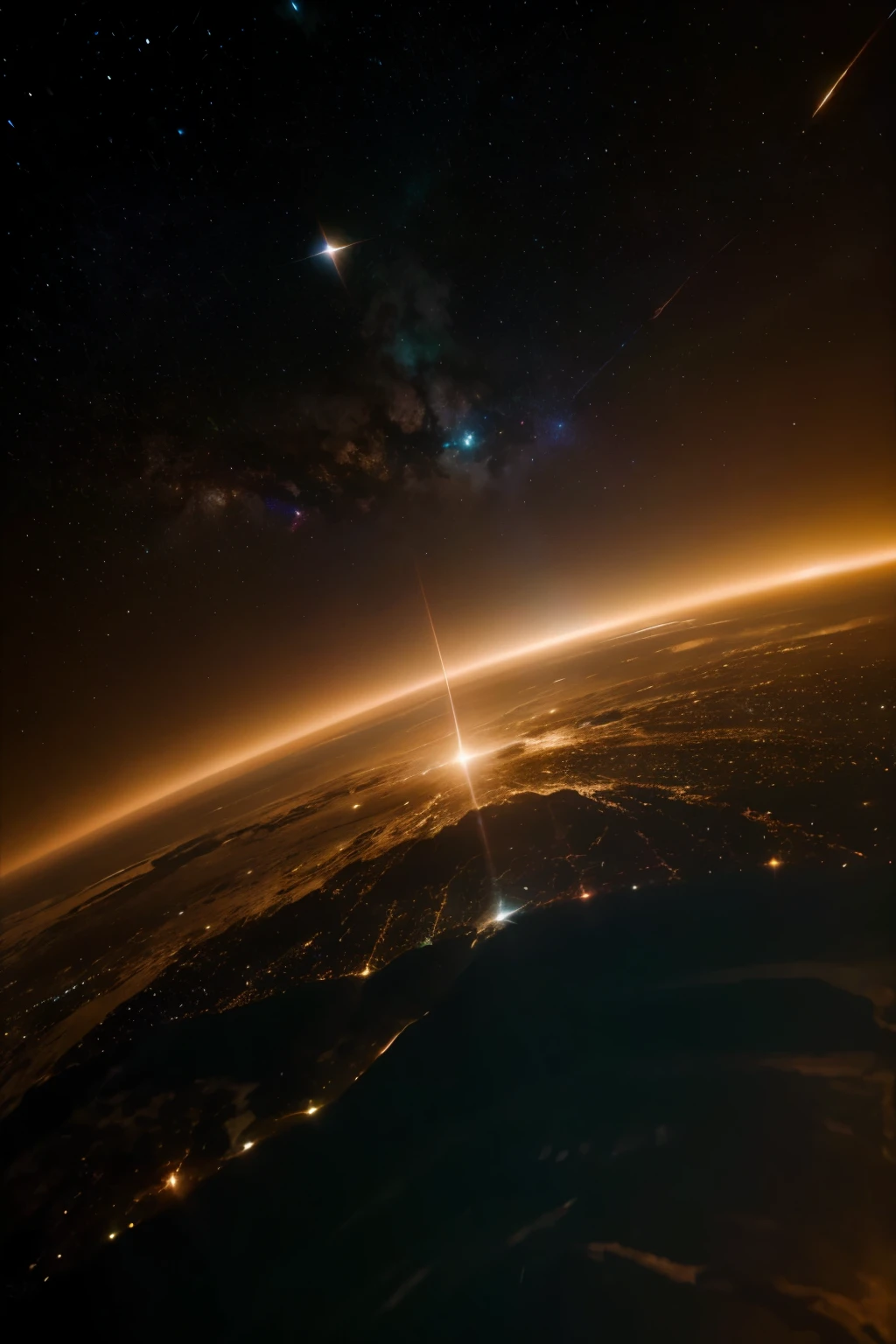 Deep space. billions of stars. Parade of planets. bright rich colors. view of the earth from space. the flying comet. Kodak 8k. animation.