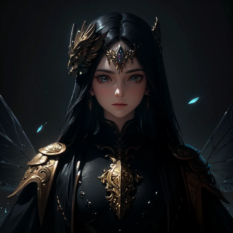(masterpiece, best quality:1.3),extremely high detailed, intricate, 8k, HDR, wallpaper, cinematic lighting, (universe), glowing, armor, glowing eyes, mecha, large wings,   