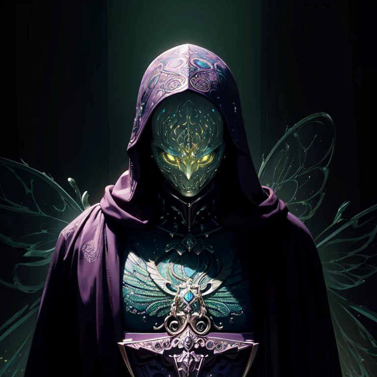 (masterpiece, best quality:1.3),extremely high detailed, intricate, 8k, HDR, wallpaper, cinematic lighting, (universe), glowing, armor, glowing eyes, mecha, large wings,