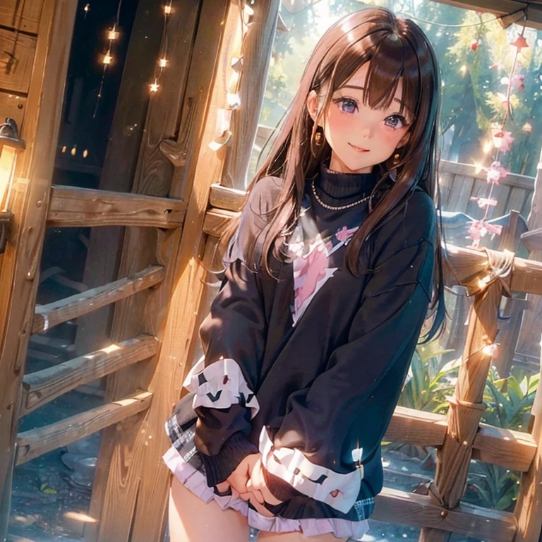 (masutepiece: 1.3), (max resolution: 1.2), (Ultra HDTV: 1.2), cinematric light, Ultra HDTV, (Detailed eyes and skin), (detailed facial features), nsfw, 8K resolution, Sharp Focus: 1.2, Perfect Style, Beautiful face, Perfect body, acurate, Anatomically correct, Highly detailed face and skin texture, Detailed eyes, Dark-blue eyes, Double eyelids, Thin eyebrows, Glitter Eyeliner: 1.2, Natural cheeks, Glossy skin, Fair skin: 1.2, shiny little necklace and earrings, (Glossy lips: 1.4), BREAK, One-person viewpoint, (She is a very cute female teacher), (Pink lace panties), (Seductive smile: 1.2), ((a Innocent and cute girl:1.3)), (Long Wave Hair), (ligh brown hair:1.2), (Cowboy Shot: 1.2), BREAK, ((Very intimate relationships: 1.2)), medium large breasts with stiff nipples, ((Looking at Viewer:1.2)), ((Hot spring trip:1.2)), ((standing, leaning a bit forward:1.2)),mid angle shot,FULL BODYSHOT Tight sweater with long sleeves in bright colors Tight denim mini skirt Embarrassed look Kamimei. 1 Girl. Blushing.