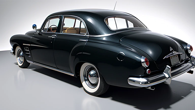 1 car, 1950s style, luxury sedan, rear view, fantasy, futuristic