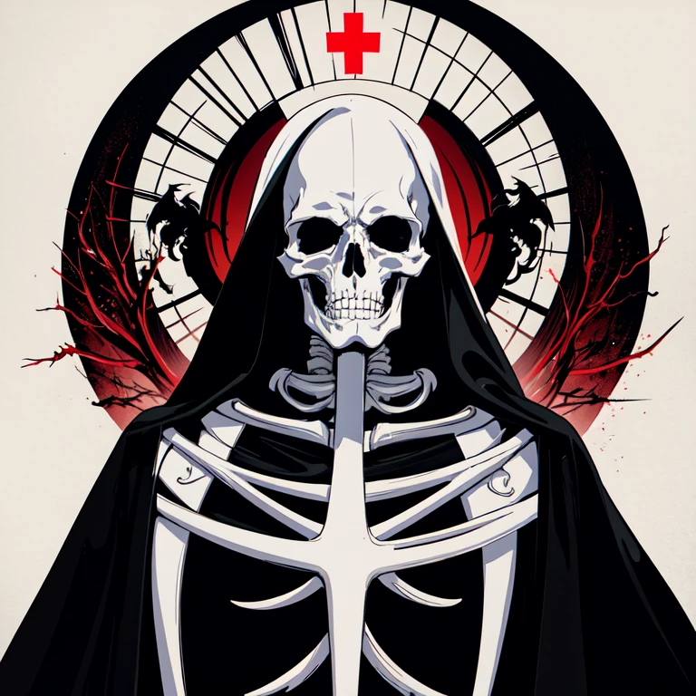 arafed image of a skeleton dressed in a black robe and a red cross, beautiful male god of death, dark but detailed digital art, reaper from overwatch, evil death, d & d lich, portrait of the god of death, hooded skull, grim reaper, he-man with a dark manner, portrait of a god of death, portrait of grim reaper