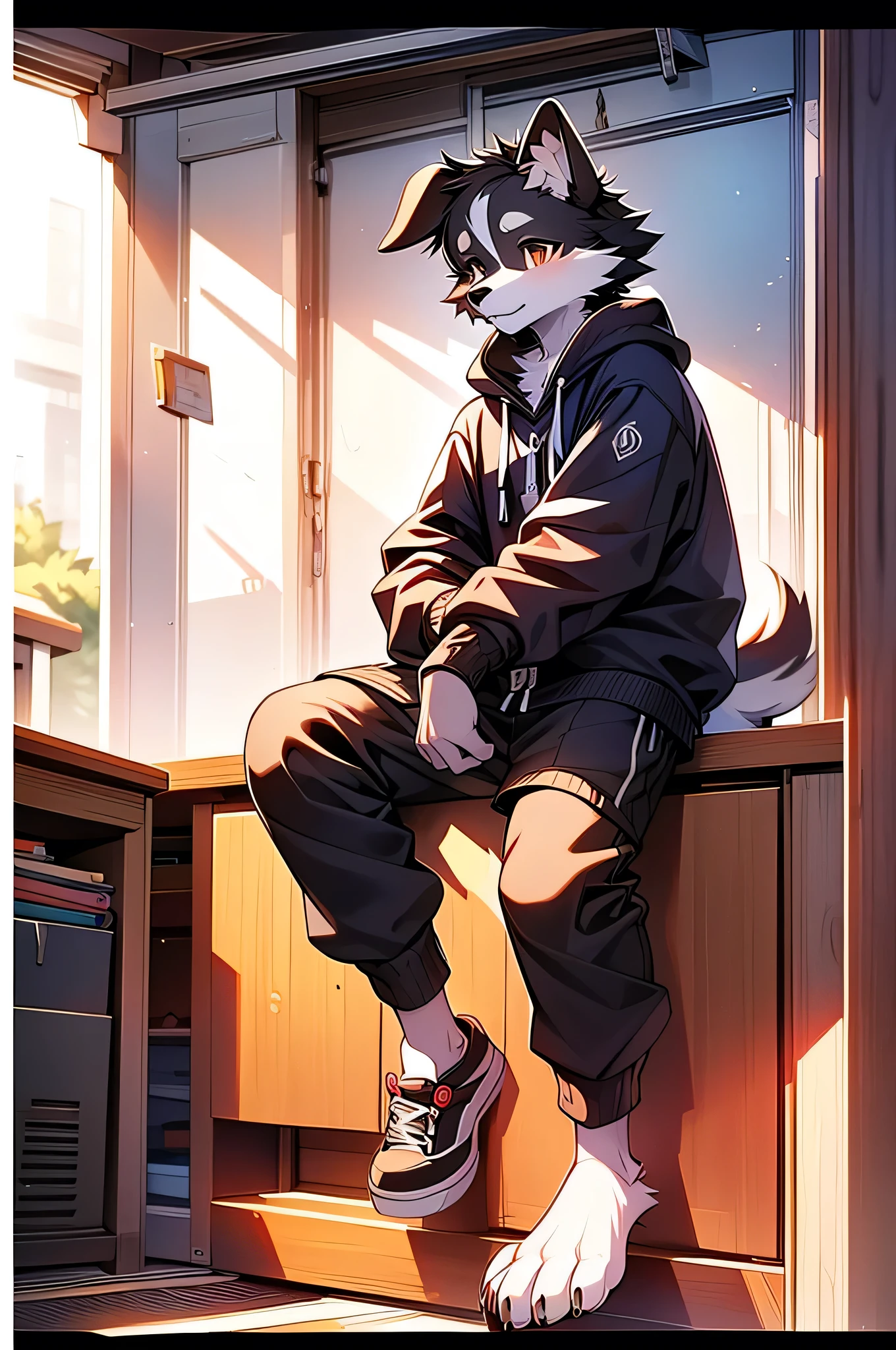 Border collie boy,14 years old,high school student,uniform,