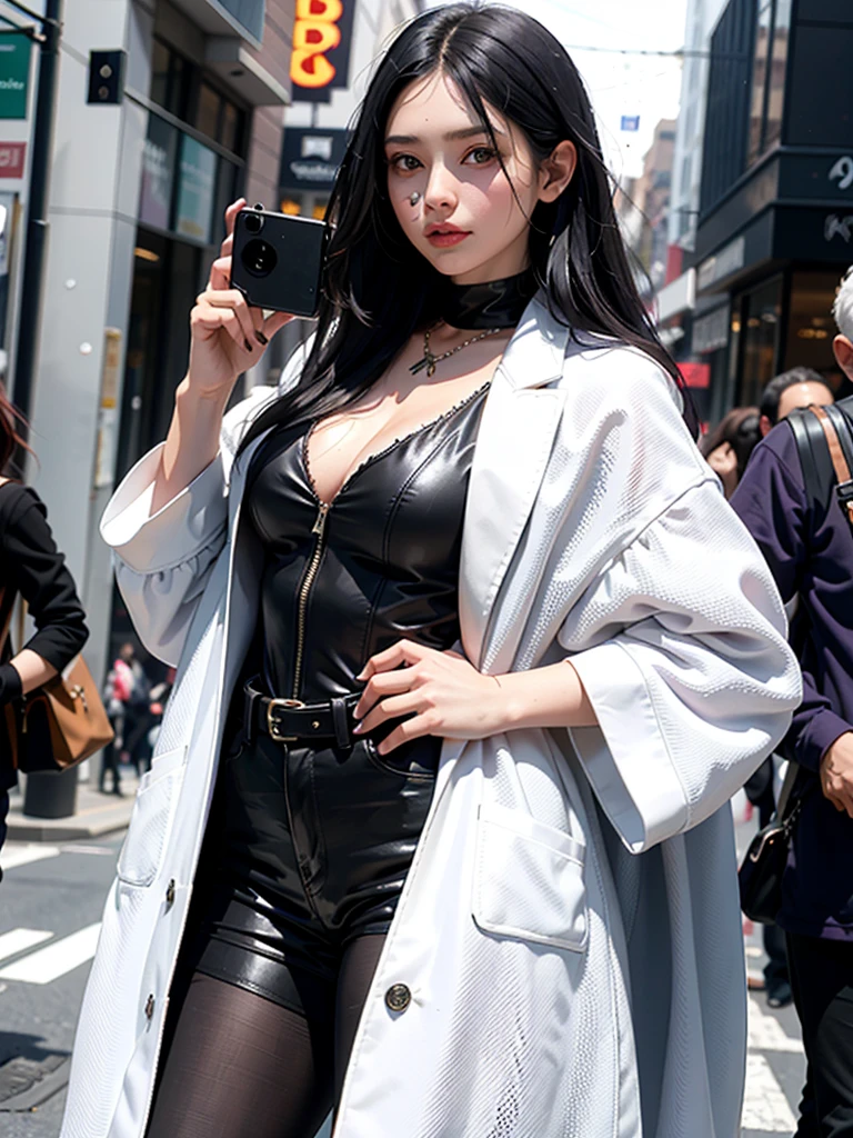 A 25-year-old girl, Long black hair draped down her back, Wearing a long purple jacket and a white vest. In her hands, She holds a half-frame, Just like posing for a photo. coat, Decorated with intricate details, It forms a sharp contrast with the simple white vest and the girl&#39;s fair skin.. The fitted jacket accentuated her curvaceous figure, She&#39;s wearing a space suit helmet, Adding a touch of mystery to her appearance. The scene is set against a star-studded sky, Suggesting that the girl might be an astronaut or space explorer. picture, It is captured