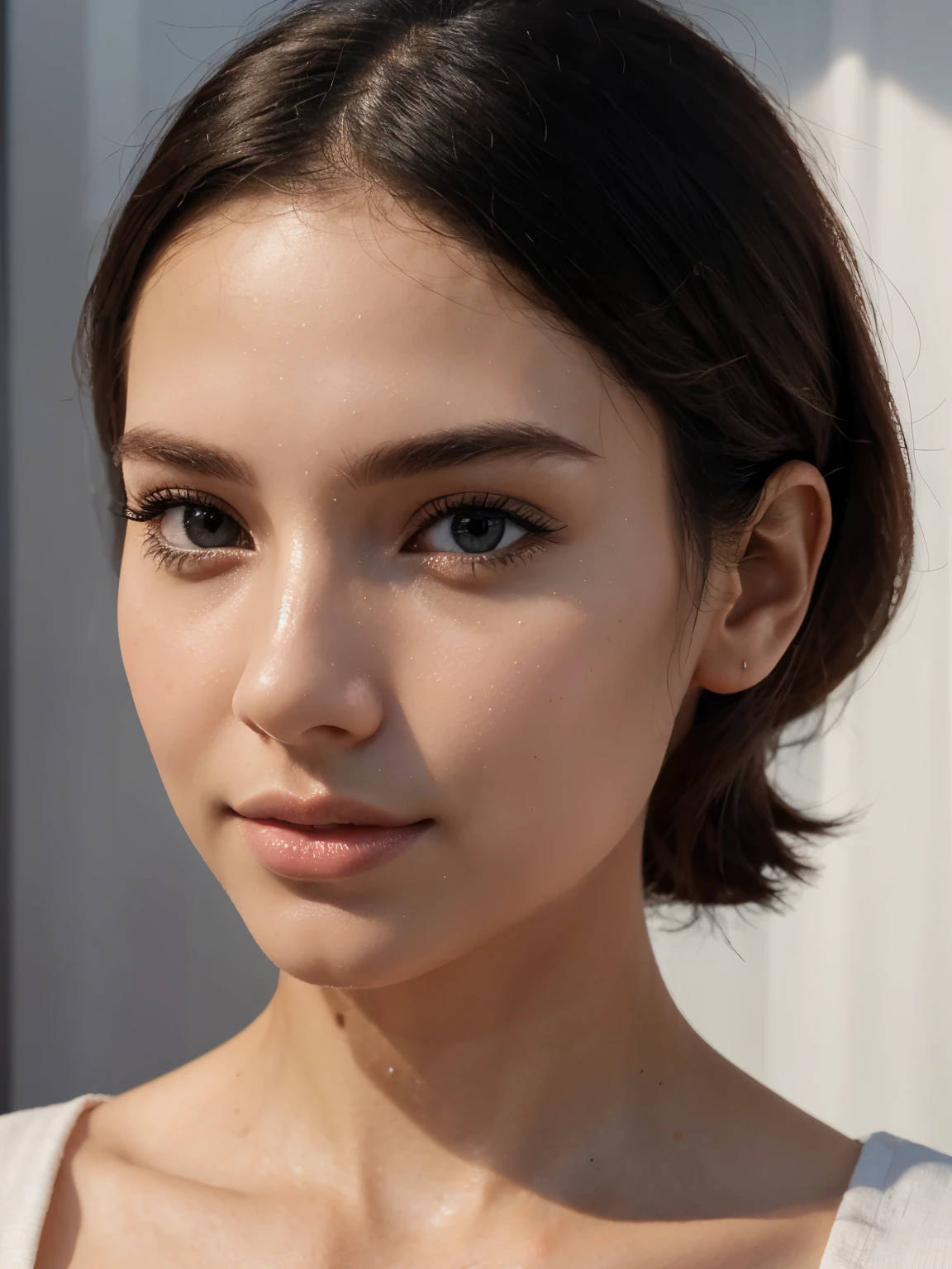 A striking, minimalist 3D render of a shy female model in a close-up portrait. The single gradient hue adds a vibrant, artistic touch to t
he image. Her face is turned slightly, revealing the delicate contours and soft features. The overall effect is an elegant, fashionable portrait that captures the essence of subtle beauty., fashion, portrait photography, photo, vibrant, 3d render
