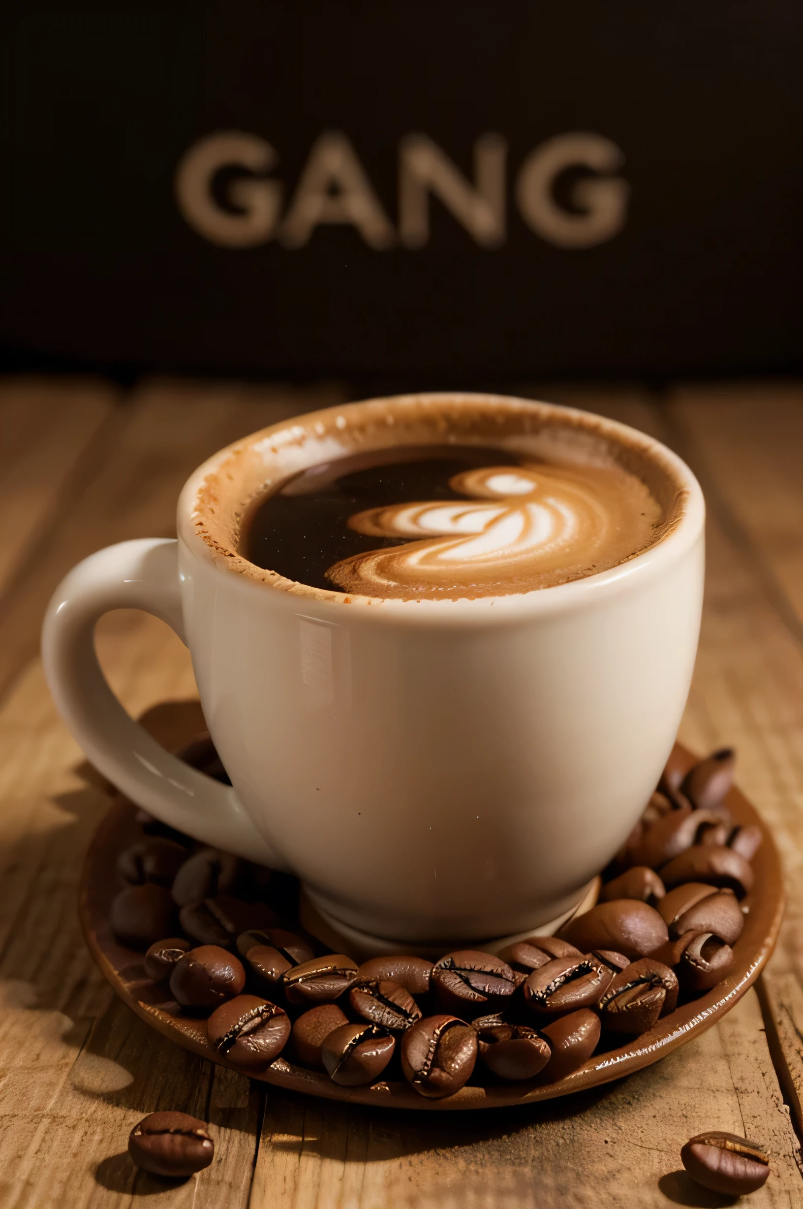 a cup of coffee with beans inside it and on the edges of the logo that I took the name of Grano All in light and similar brown colors