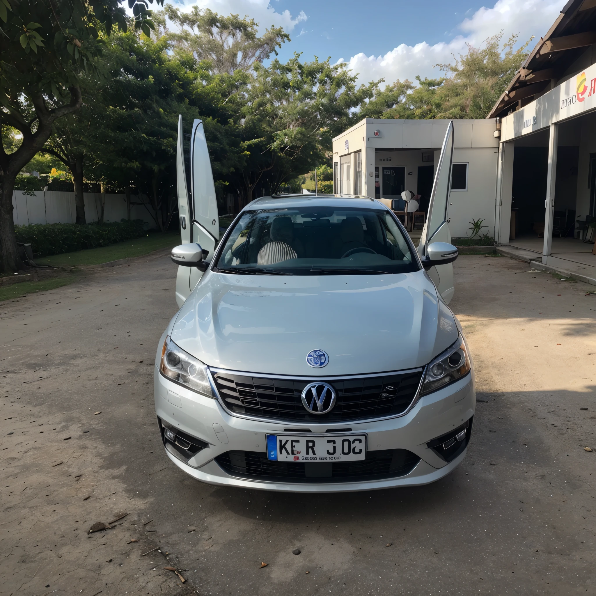 Foto de um carro passat branco 