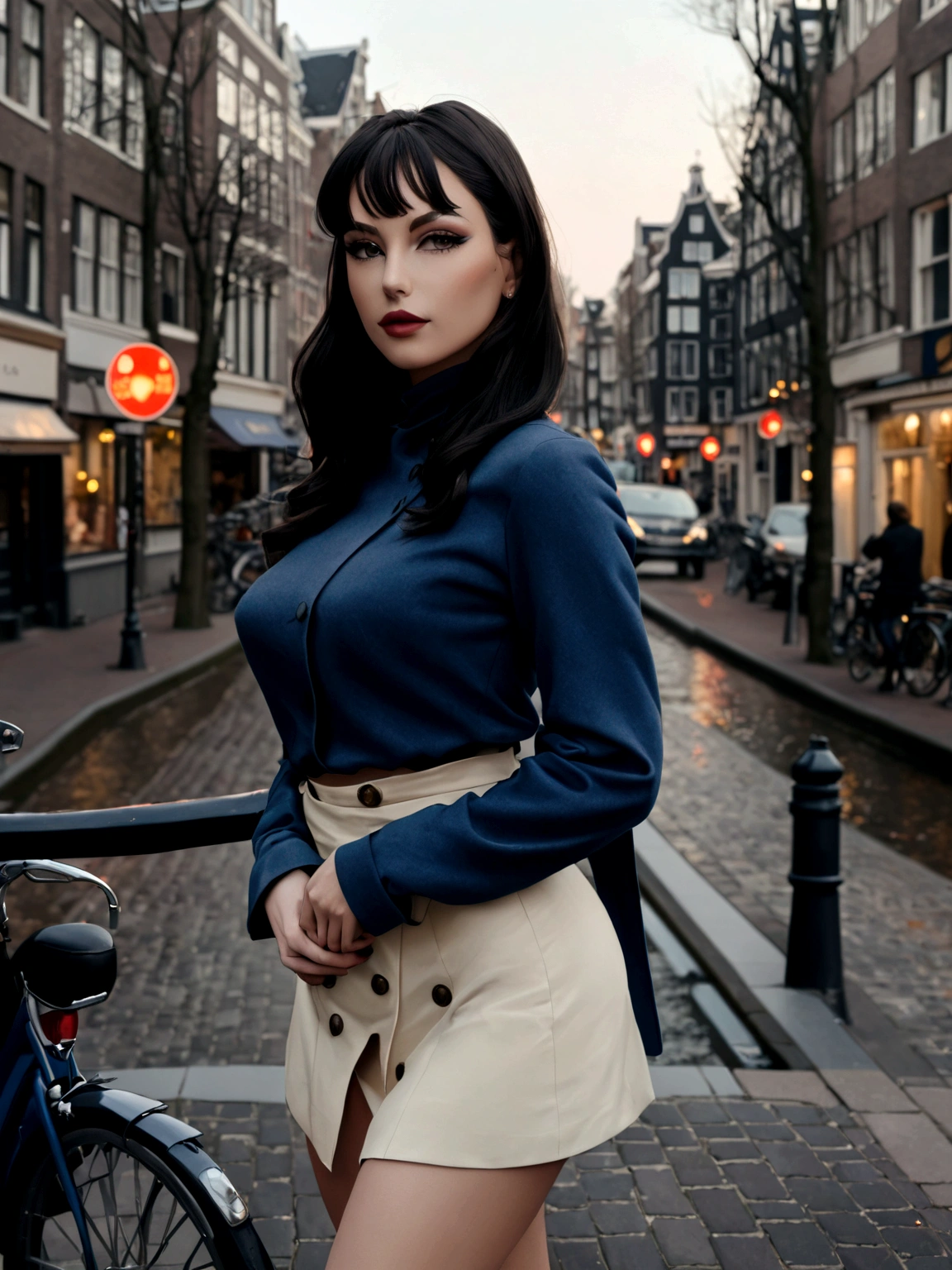 belle hollandaise, très mince, posing in Amsterdam, en tenue hollandaise, jolie visage, beau corps,