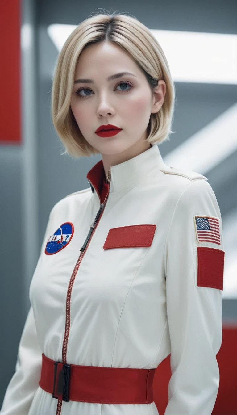 (((surreal woman)))、((Very beautiful 30 year old white woman))、(((Big big cleavage)))、(((woman astronaut)))、(((Big big cleavage)))、
short hair、blonde mature、Chubby body type、Beautiful expression、Beautiful brown eyes、Stay on a huge space station、Red lips、(((Please wear a space suit)))、(((alone)))、