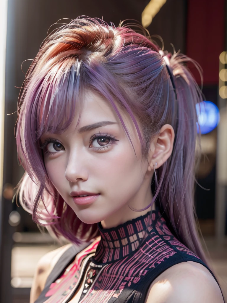 (8K, Reality, RAW photos, Top quality: 1.4), (1 Girl), Super beautiful, (Realistic face), (Childish, Short silver berry hair), Beautiful cyberpunk set, Staring at the audience, Beautiful expression, Beautiful breasts, (Realistic skin), beautiful smile, (Soldier), attractive, Ultra-high resolution, Surreal, HD, Spoiled
