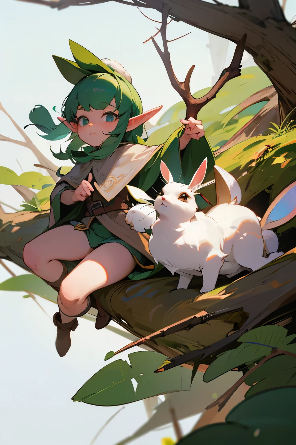 Baby elf and antler rabbit 