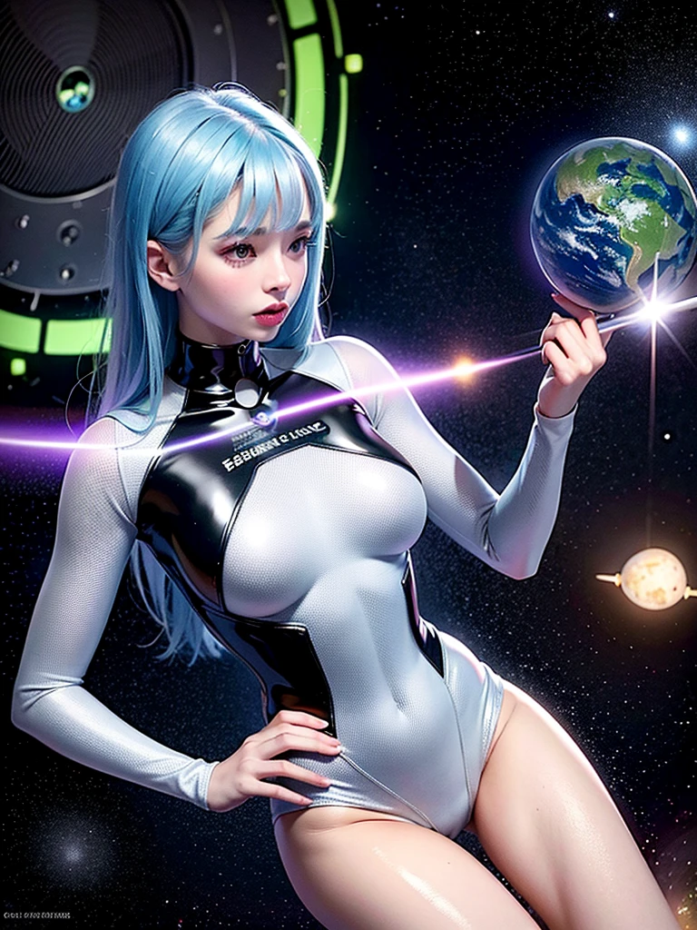 (masterpiece:1.2),Best quality,In space,(Night Sky,medium length hair:1.2),(Implications:1.2),Beautiful scenery,Fear,(Exquisite glow,lens flare glow),(Super detailed),Super detailed,(Fine details),(intricate details),(Movie灯光,Best quality backlight),Clear lines,New World,peek at the viewer,Solo Woman,(Space Girl,space),Oriental women,这个女孩看上去像中国Movie明星,Solo Woman,Perfect body,Beautiful 16 year old girl,(1 Girl),(Bright bioluminescent hair,bright glowing eyes),(galaxy,Alien Planet),(Astronaut wearing sexy futuristic tight white space suit:1.1),(The material of spacesuit is extremely light),This girl has a thin waist,Big breasts and thin waist,Bare shoulders,Bare Legs,Waist,Latex tight space suit,The chest of spacesuit shows the starry sky,Close your eyes slightly,(cyberpunk characters),(That's it:1.3),(make up)),High contrast,(Optimal lighting,Extremely exquisite and beautiful),((Movie《Moonlight Boy》)),Extremely colorful,((Photoshop Pastel Painting:1.1)),ethereal,(Moviemasterpiece),suspense,Funk,(red),Splash of Color,Absolutely eye-catching,((Caustic lines)),That's itmic angle,Big breasts beauty(Delicate glow),(spine-chilling),(The complicated scene behind:1.2),ambient occlusion, (Ambient Moonlight), Ray traced reflections, 錯綜intricate details可見背景 , (Luminous space suit), horrifying, (bioluminescent vegetation:1.2), horrifying, anxiety, Futuristic, horrifying, (Holographic heads-up display), (Exquisite comet)