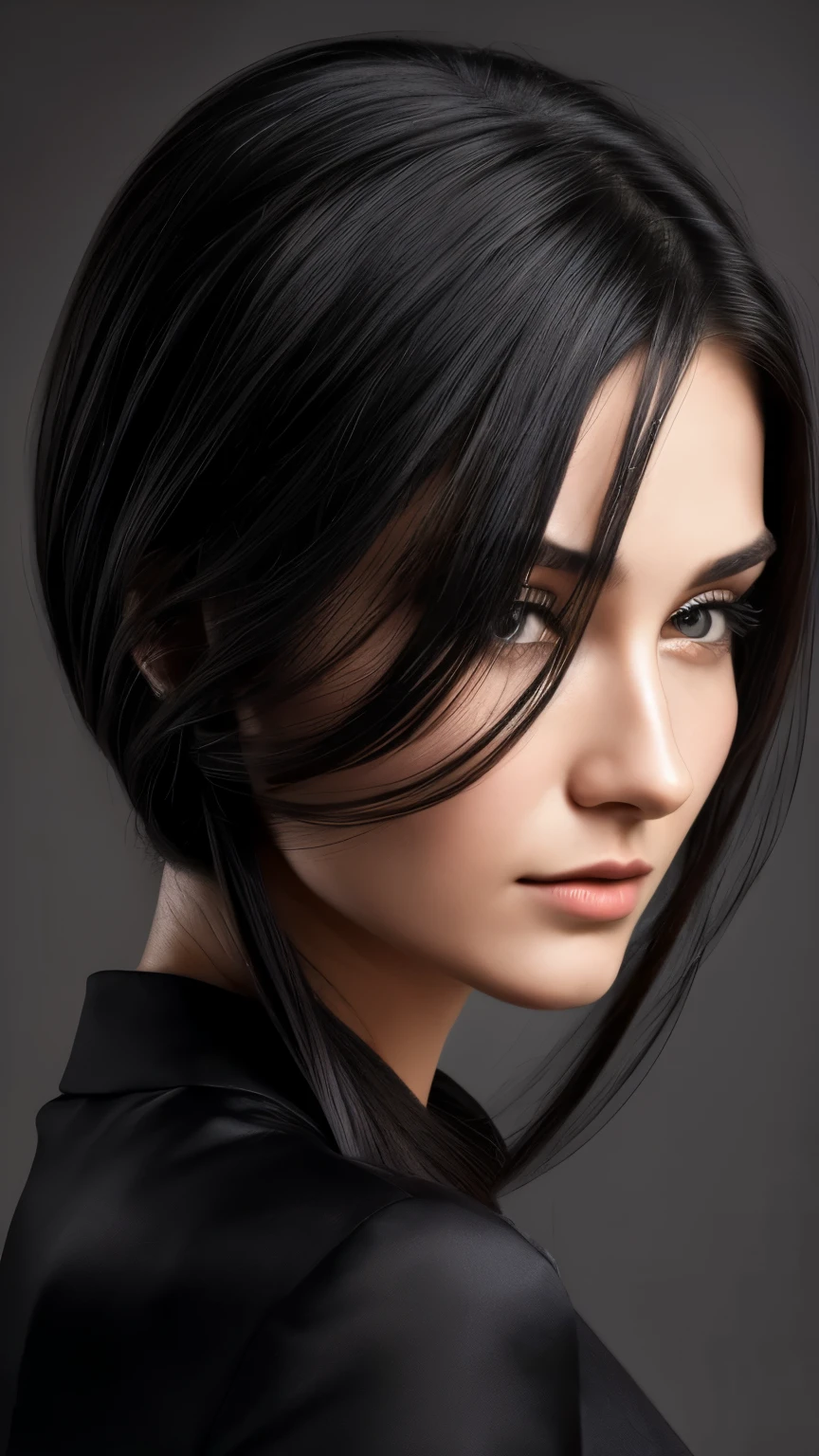 25 year old girl and ,1 handsome man, portrait black hair, Russia, beautiful face, handsome face,perfect face, surreal, Front view, photo-realistic,photo 8k