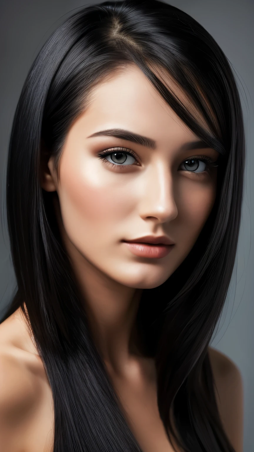 25 year old girl and ,1 handsome man, portrait black hair, Russia, beautiful face, handsome face,perfect face, surreal, Front view, photo-realistic,photo 8k