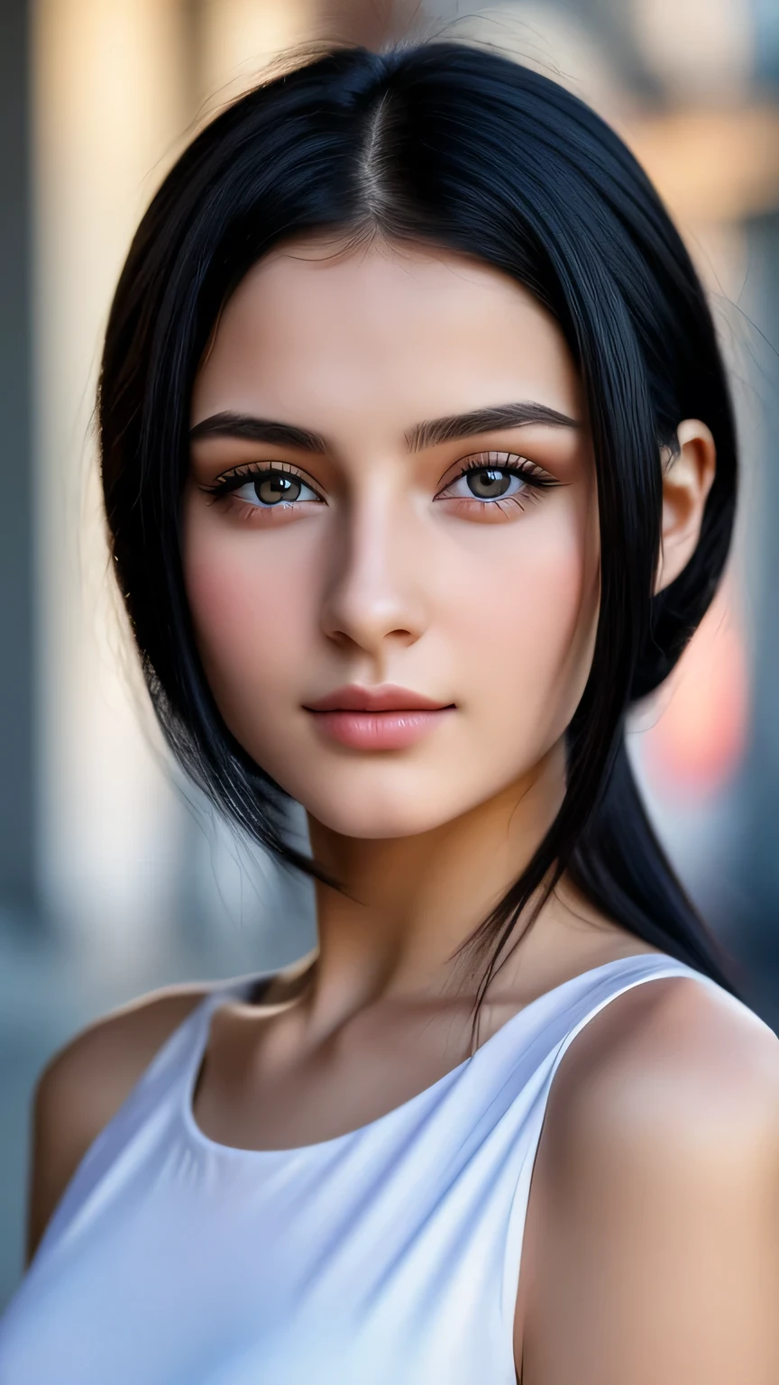 2 girls 25 year old, portrait black hair, Russia, beautiful face, perfect face, surreal, Front view, photo-realistic,photo 8k