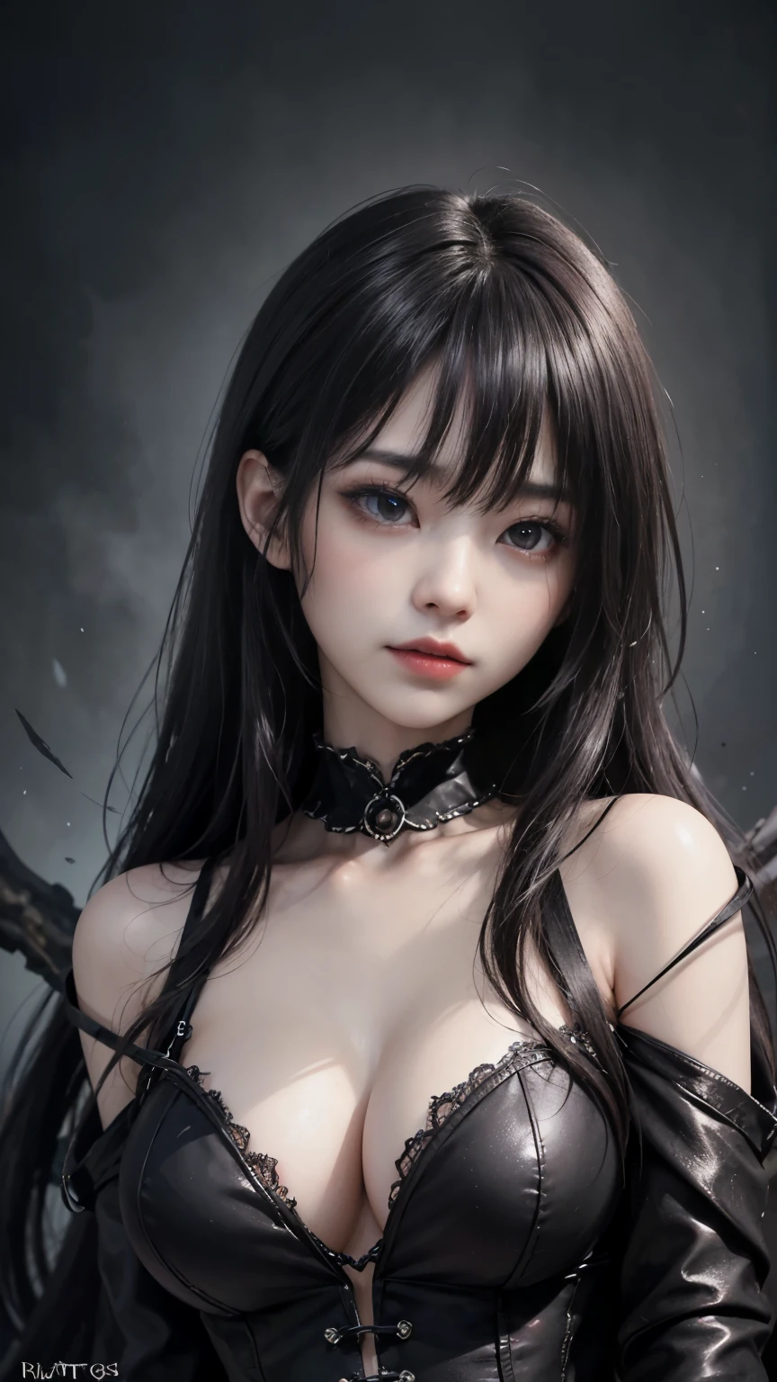 (highest quality,4K,8k,High resolution,masterpiece:1.2),Very detailed,(Realistic,photoRealistic,photo-Realistic:1.37), Close-up of a woman with dark hair and wearing a black dress, Dark Eyes,an  ominous笑顔,Evil Aura,Burning Flames,Soul Corruption,Dark Shadows,an  ominous雰囲気,Strange symbols,Cursed Land,Eternal Darkness,An unforgettable presence,Intimidating person,Grotesque features,Horror Scene,twisted reality,Scary atmosphere,A wonderful work of art,Evil Unleashed,Supernatural horror,Spooky art,nightmare fuel,Terrifyingly clear,Abstract fear,Terrifyingly beautiful,masterpiece,Fear incarnate,Shadow Chaos,existence,to be born々Shii Darkness,in style of Dark Fantasy Art, Dark Fantasy Art, Beautiful and elegant queen of darkness, Dark Fantasy Art, fantasy dark art, Dark fantasy digital art, Gothic fantasy art, Gothic Dark Maiden, Detailed Texture,Spooky creatures,an  ominous雰囲気,Mythical,Space horror,darkness,Mysterious,Dark aesthetic,Fog Background,Eyes of another world,Ancient Gods々, Powerful wizard, Mysterious森の中に立つ. Flowing robes decorated with symbols, Arms stretched out, Powerful,Tentacles,Pitch black blackness,Majestic,Unfathomable depth,nightmare,The existence of the universe,an  ominous存在,seeping darknesss,Secrets of the Universe, (Spooky atmosphere), (((Dramatic Shadows), (Dynamic pose), ((Artistically expressed)), ((attractive), (Gothic), (Mysterious Setting), (Moody color palette), (Skillfully drawn), (sense of unease), (Intricate details), (an  ominous smile), (an  ominous), (attractive eyes), (Horror elements), (attractive composition), (Impressive anatomy),(Striking contrast))), (Interesting character designs)、Dark Fantasy Portrait, Portrait of the Dark Goddess, 