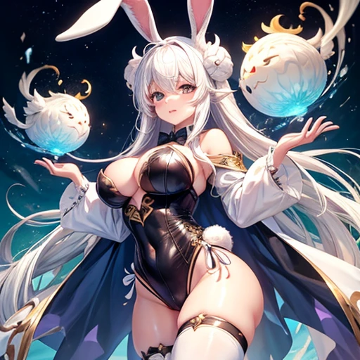 White Hair Girl, ,Rabbit, Half Dragon Alluring thighs
