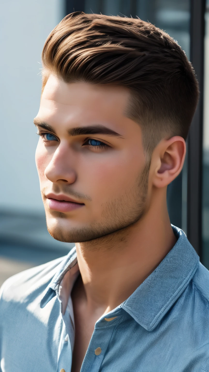 25 year old handsome man portrait shorthair, Russia, handsome face, perfect face, surreal, Front view, photo-realistic,photo 8k