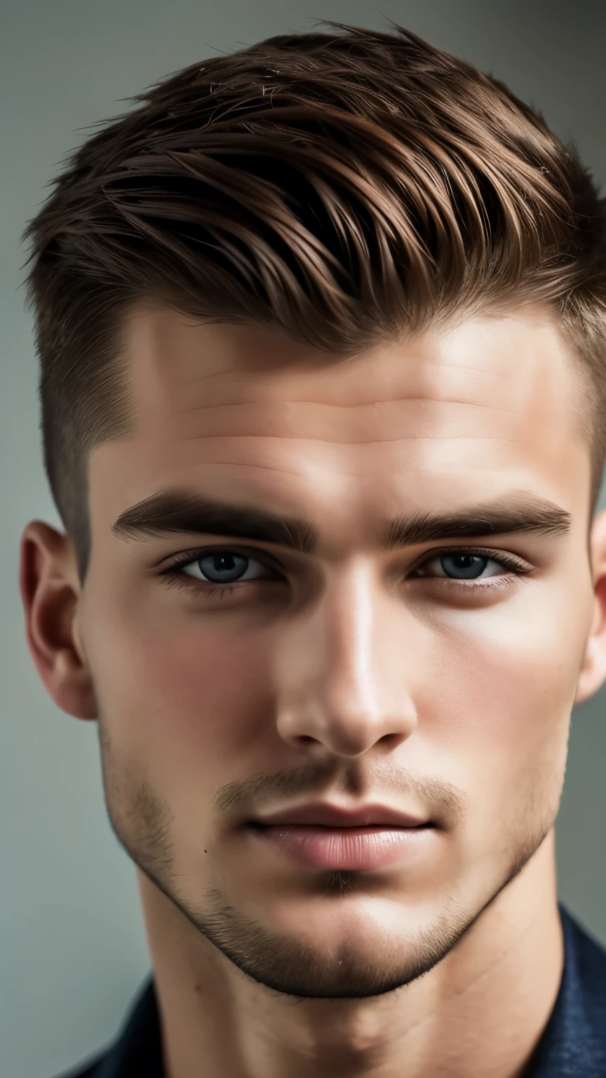25 year old handsome man photo, shorthair, Russia, handsome face, perfect face, surreal, Front view, photo-realistic,photo 8k