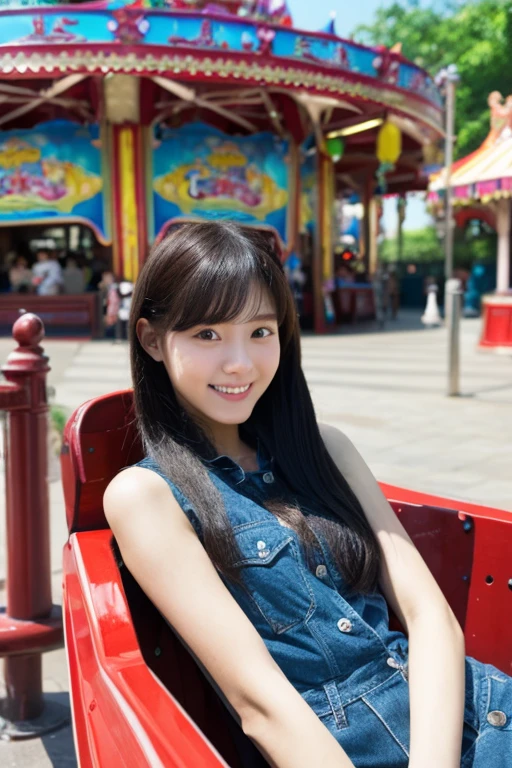 highest quality、masterpiece、High sensitivity、High resolution、 body shape、amusement park、roller coaster