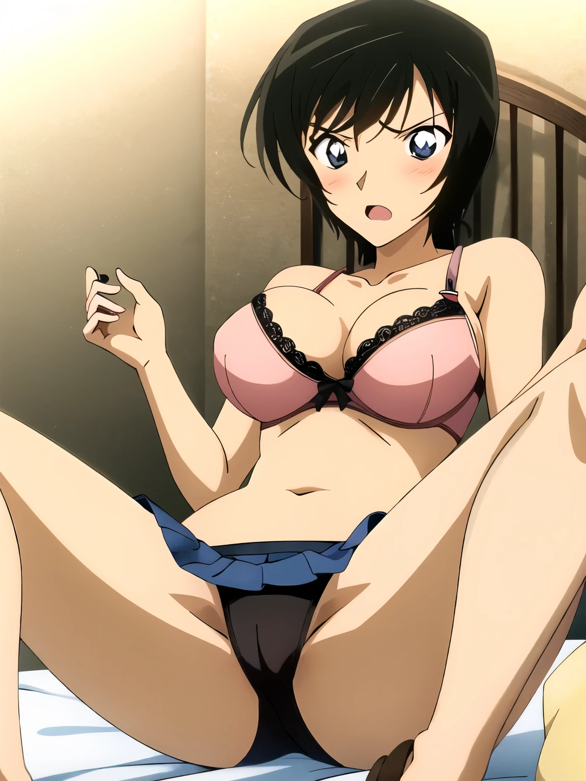 ((masterpiece)),((best quality)),ultra-detailed,illustratio,Explicit,Beautiful body,Beautiful Nose,Beautiful character design,perfect eyes,perfect face,wallpaper,ultra highres,4K,photography,(Beautiful,normal breasts:1.2),(beautiful face:1.2),beautiful legs,perfect legs,shiny skin,official style,official arts,anime screencap,anime coloring,
Satou Miwako,1girl,solo,blue eyes,black hair,short hair,Summer Vibes,Crop top, High-waisted shorts, Sandals, Sunhat, Sunglasses, Tankini, Beach tote bag, Flip-flops, Sunscreen, Straw visor, Swimsuit cover-up, Shell anklet, Water bottle, Beach towel,(sfw), Akebi komichi, 1girl, standing, slim, small , ((only pink bra, shirtless blue skirt)), (visible pink bra), surprised, angry, black hair, brown eyes, long hair, sitting, blush, bare legs, , in schoolunif, masterpiece, detailed, high quality,Anime girl sitting on the ground,legs crossed, Beautiful Anime High School Girls, beautiful anime girl crouching, anime moe art style, Smooth anime CG art, anime best girl, Cute anime girl, (Anime girl), attractive anime girls, seductive anime girls, Anime girl, An anime girl, iwakura lain, the anime girl is crouching, pretty anime girl, Korean maid,Being in a hotel,on top of the bed,(Lying on her back in bed:1.5),(Open your legs:1.2),(The legs are lifted by the man and placed on the shoulders:1.2),(Being touched by men:1.5),(Being stroked by a man's crotch:1.5),Top-down view,
(((tmasterpiece))), ((best qualtiy)), ((intricately details)), ((ultra-realistic realism)), Ridiculous res, A MILF, Mature woman, ssee-through, highly detailed, illustratio, 1. Mature women, ((Large breasts)), (areola of breast),perfect hand, detailed finger, Beautiful detailed eyes, Wavy curly hair,with brown eye, name badge, vd, (the maid outfit:1.2), aprons, Get wet,The breasts were about to spill out of the clothes, (Pink pantyhose:1.1),neck rings,耳Nipple Ring, detailedbackground, Bedrooms, perfect eyes, Seductive eye,Cocked buttocks,Reddened face,(weeping:1.2),C