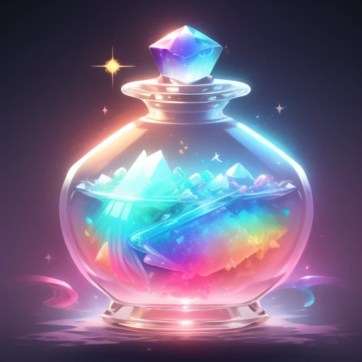 Rainbow, potion, crystals, girly