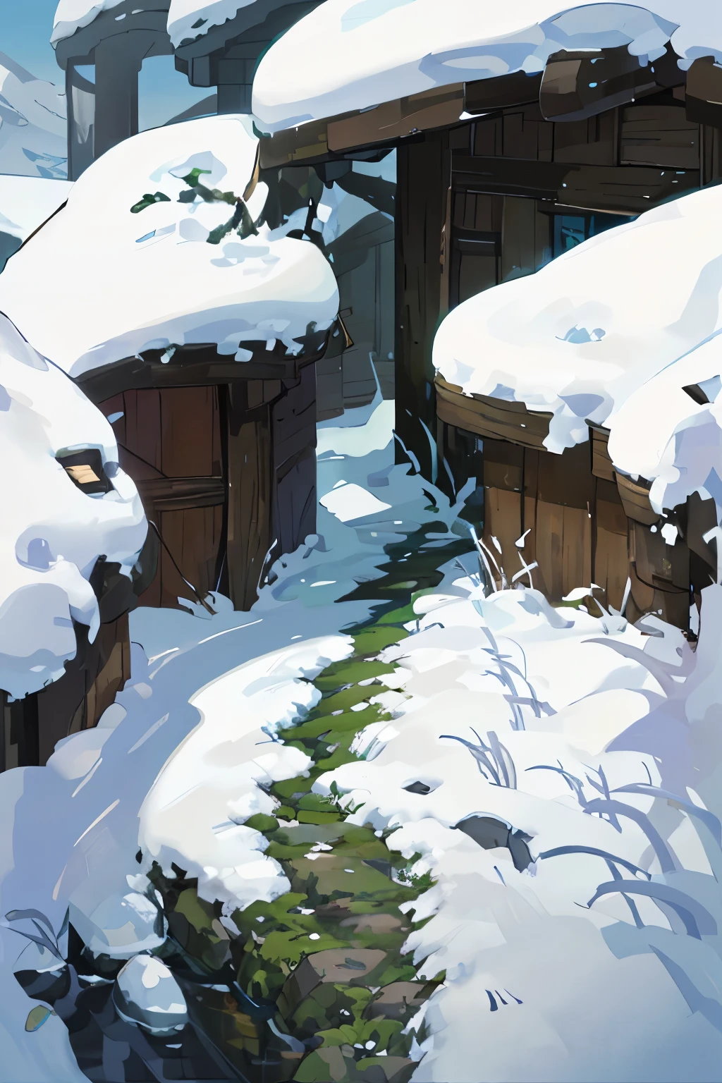 Beautiful mountainous landscape,
Snow-covered seams, seamless ground texture,
Absence of bricks, no light source,
Minimal details, simplified hand-painted texture,
Bold strokes, stylized texture,
Albedo map hand-painted, seamless UV texture,
Spritesheet, 2D, flat, hand-painted,
Stylized texture akin to League of Legends style,
2D game style, digital paint strokes,
Wakfu game-inspired, Dota environments,
Death door environment style, Dofus game art style,
No vignette, no darks, seamless